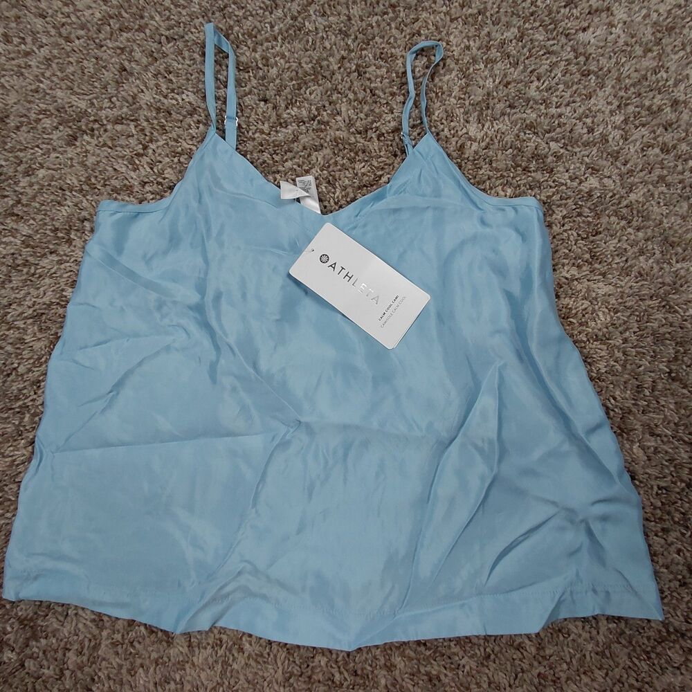 Athleta Calm Cool Cami Top Womens XS Light Blue Tank Shirt Strap